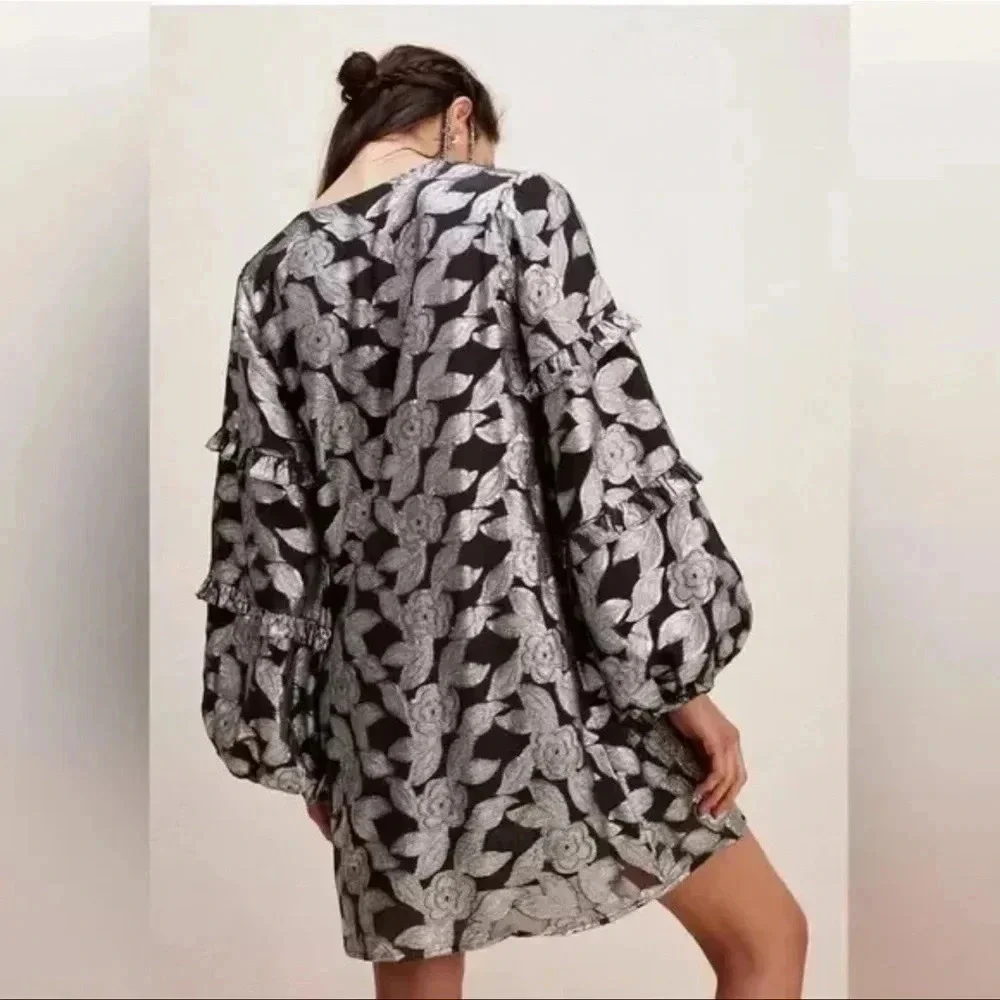 NWOT Jen's Pirate Booty/Free People Rising Star Metallic Mini Dress XS
